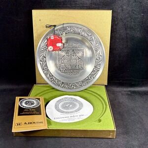 A.‎ Holthe Norway Pewter Plate Julen 1993 Christmas Plate #21 "Julevinduet'"